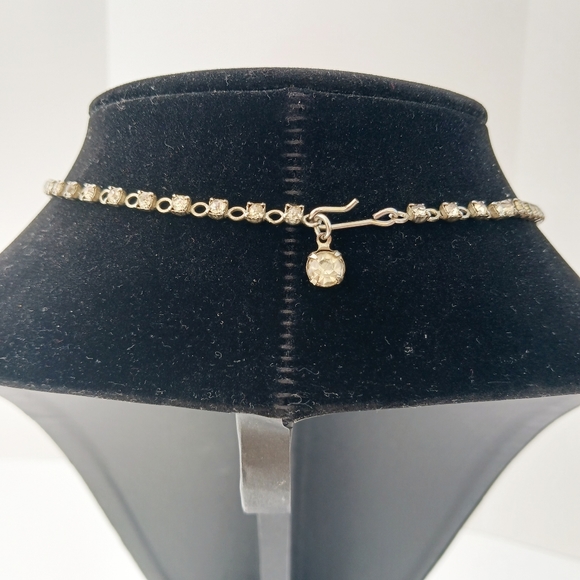 PRINCESS NECKLACE choker vintage  silvertone 16" - Picture 4 of 9